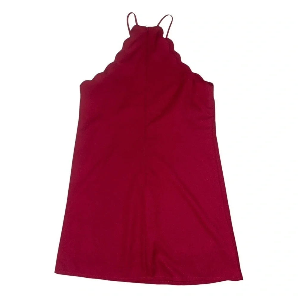 Lulus Endlessly Endearing Wine Red scallop hem Dress Women's Size Medium - Picture 5 of 11